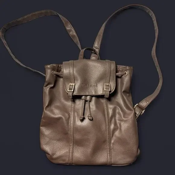 Vintage | Backpack | Unlisted a Kenneth Cole Production Chocolate Brown Backpack Best Leather Backpack for Travel › Buy Leather Backpack  main image 2